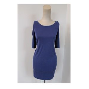 Blue Cold Shoulder Flowy Dress